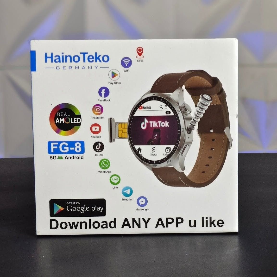 HainoTeko FG-8 5G – Smartwatch Android avec Écran AMOLED 1,43" & Caméra Rotative 360°