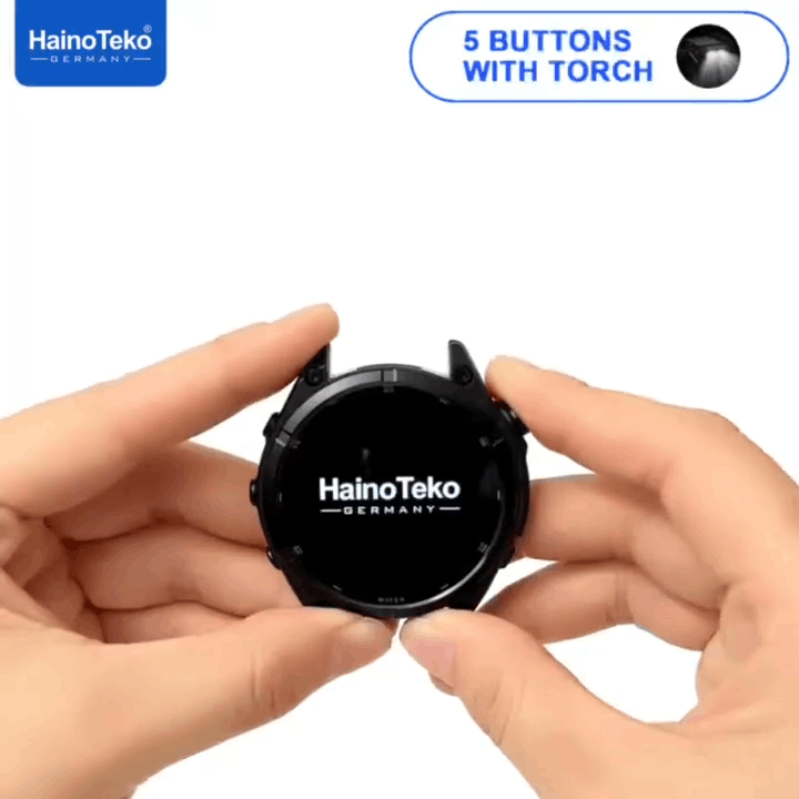 HainoTeko RW-61 -SmartWatch AMOLED avec Lampe Torche,Appels Bluetooth & 3 Bracelets