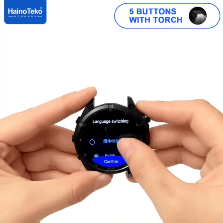 HainoTeko RW-61 -SmartWatch AMOLED avec Lampe Torche,Appels Bluetooth & 3 Bracelets