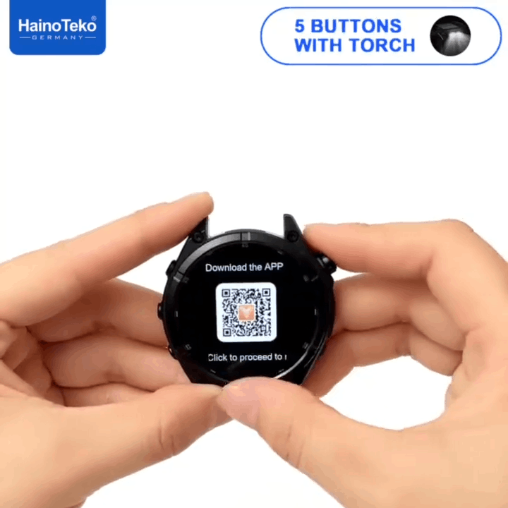 HainoTeko RW-61 -SmartWatch AMOLED avec Lampe Torche,Appels Bluetooth & 3 Bracelets