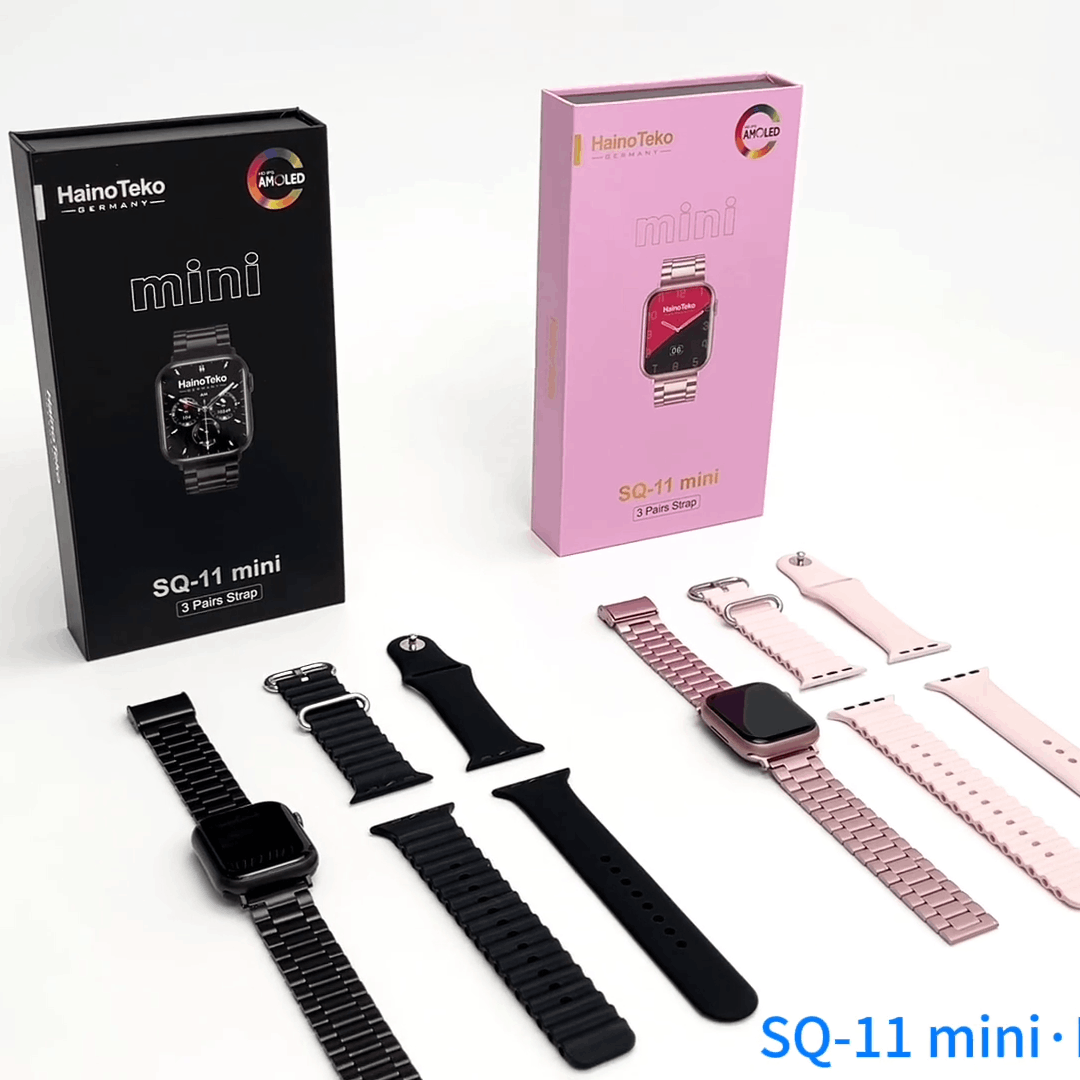 HainoTeko SQ11 Mini – Smartwatch AMOLED avec Appels Bluetooth & 3 Bracelets