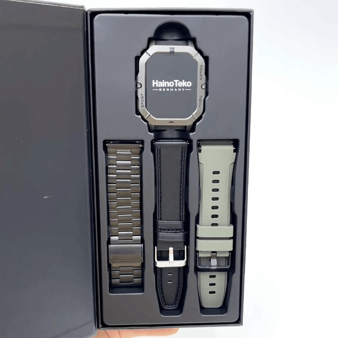 Haino Teko SQ-18 – Smartwatch AMOLED, Appels Bluetooth avec 3 Bracelets