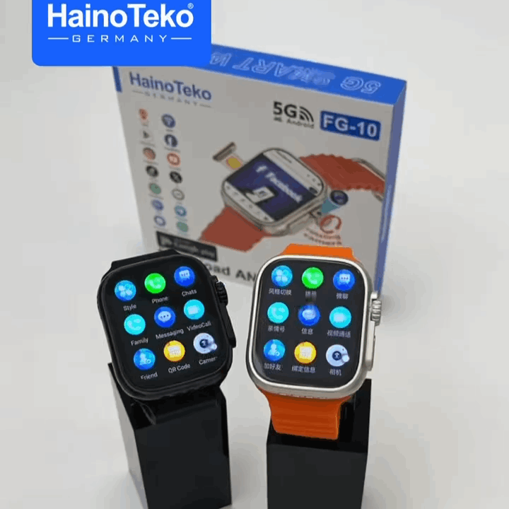HainoTeko FG-10 – Smartwatch Android 5G avec Écran AMOLED 2,2", Carte SIM, GPS, Wi-Fi & Caméra Rotative 12 MP
