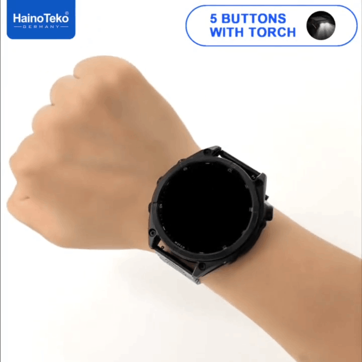 HainoTeko RW-61 -SmartWatch AMOLED avec Lampe Torche,Appels Bluetooth & 3 Bracelets