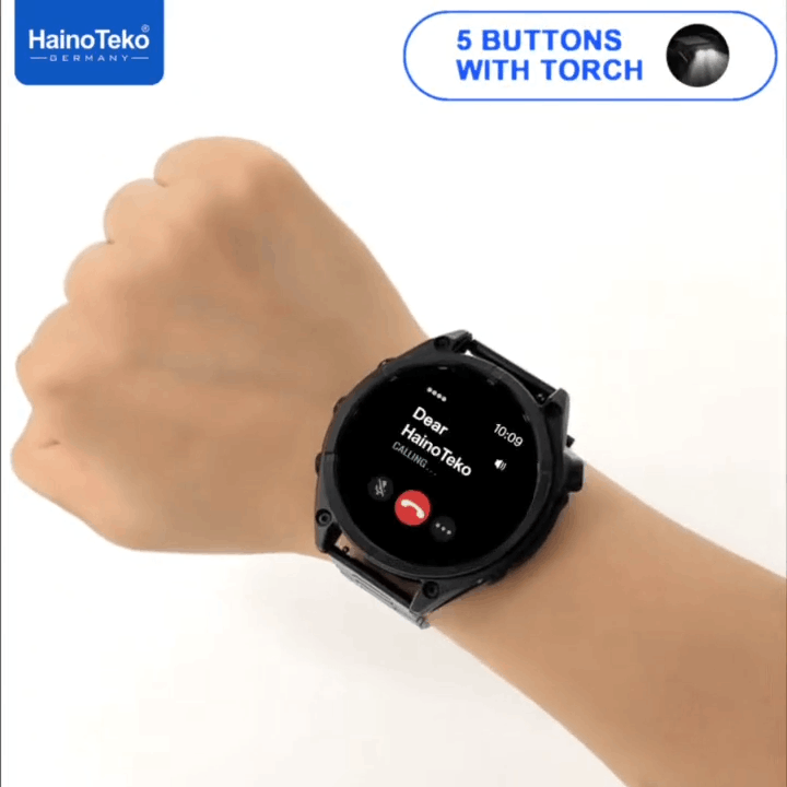 HainoTeko RW-61 -SmartWatch AMOLED avec Lampe Torche,Appels Bluetooth & 3 Bracelets