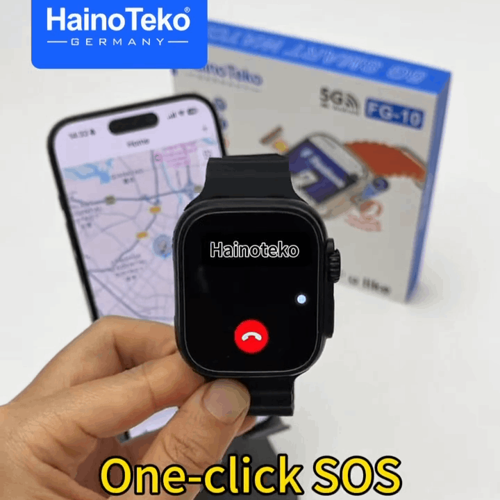 HainoTeko FG-10 – Smartwatch Android 5G avec Écran AMOLED 2,2", Carte SIM, GPS, Wi-Fi & Caméra Rotative 12 MP