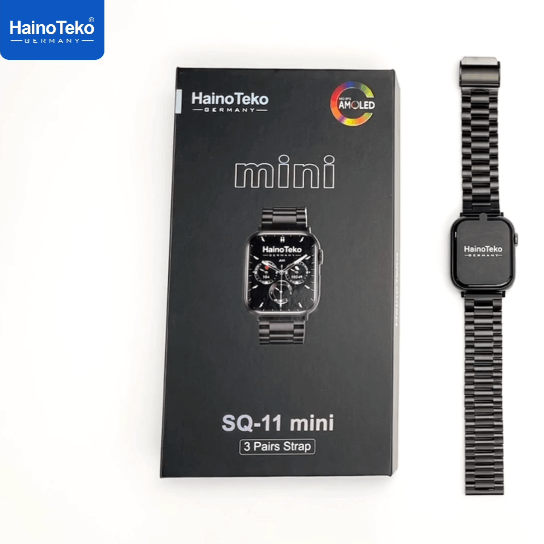HainoTeko SQ11 Mini – Smartwatch AMOLED avec Appels Bluetooth & 3 Bracelets
