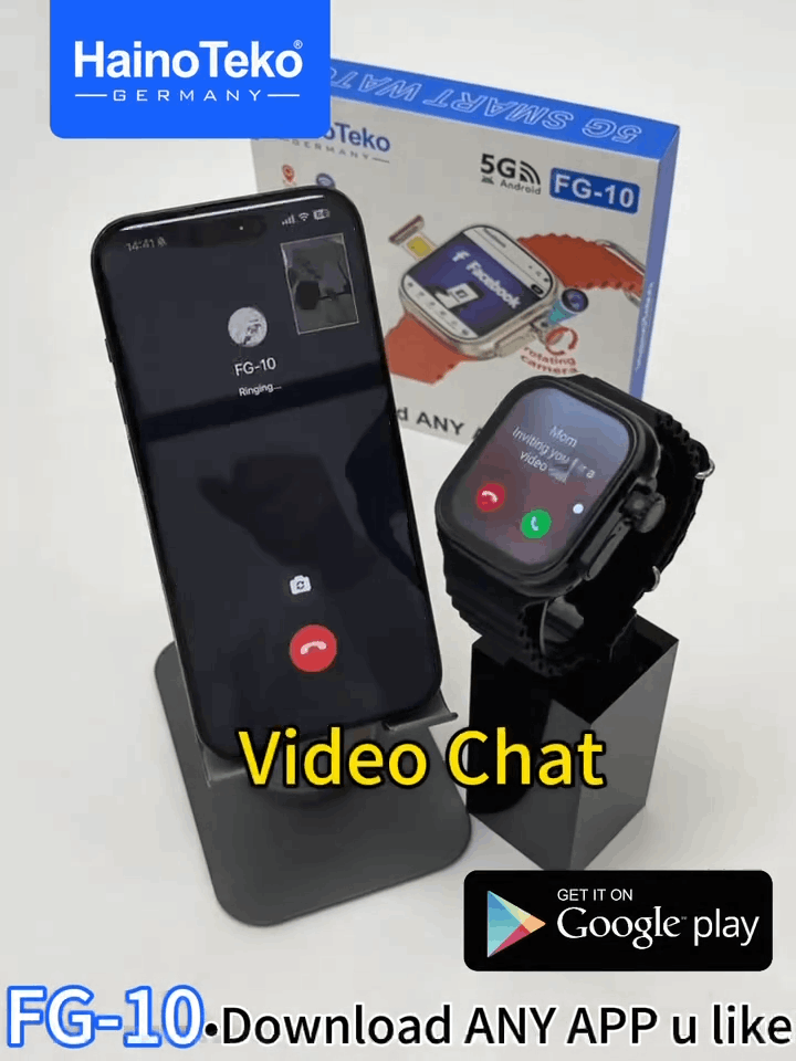 HainoTeko FG-10 – Smartwatch Android 5G avec Écran AMOLED 2,2", Carte SIM, GPS, Wi-Fi & Caméra Rotative 12 MP