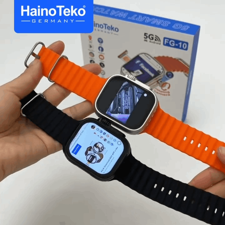 HainoTeko FG-10 – Smartwatch Android 5G avec Écran AMOLED 2,2", Carte SIM, GPS, Wi-Fi & Caméra Rotative 12 MP