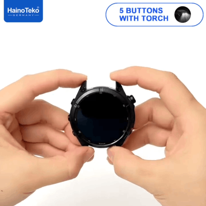 HainoTeko RW-61 -SmartWatch AMOLED avec Lampe Torche,Appels Bluetooth & 3 Bracelets