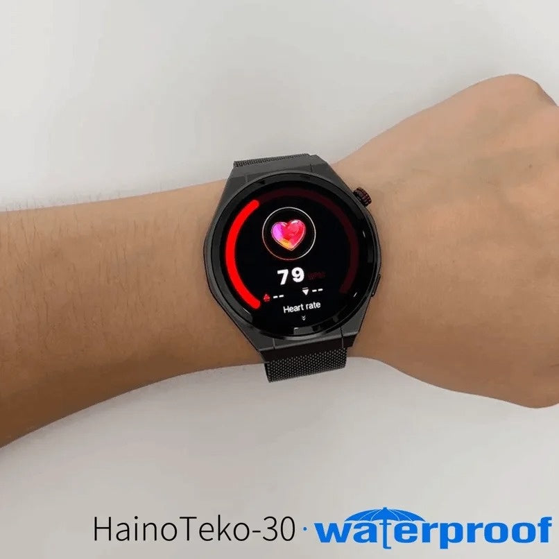 HainoTeko-30 Waterproof Smartwatch AMOLED 1.43” HD Fine – Bluetooth Calling avec Autonomie 7J et 3 Bracelets Inclus