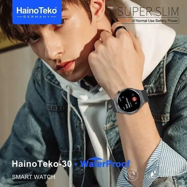 HainoTeko-30 Waterproof Smartwatch AMOLED 1.43” HD Fine – Bluetooth Calling avec Autonomie 7J et 3 Bracelets Inclus