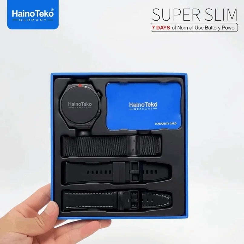 HainoTeko-30 Waterproof Smartwatch AMOLED 1.43” HD Fine – Bluetooth Calling avec Autonomie 7J et 3 Bracelets Inclus