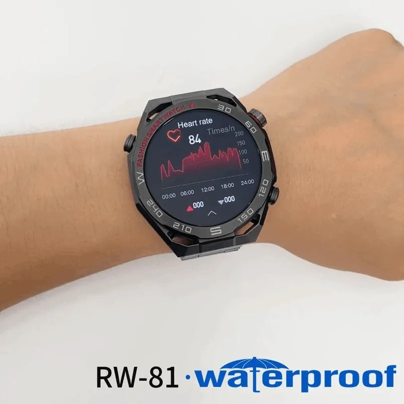 HainoTeko RW-81 Smartwatch AMOLED IPS 1.53” Waterproof – Bluetooth Calling, Lampe Torche et 3 Bracelets Inclus