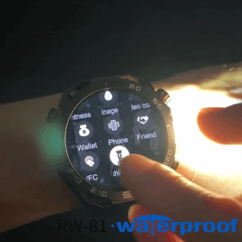 HainoTeko RW-81 Smartwatch AMOLED IPS 1.53” Waterproof – Bluetooth Calling, Lampe Torche et 3 Bracelets Inclus