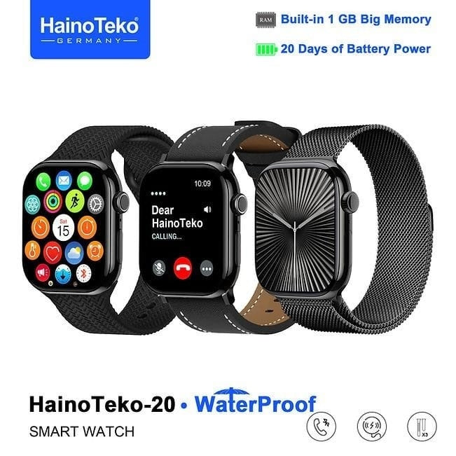 HainoTeko-20 Series 10 AMOLED Smartwatch – Bluetooth Calling , Autonomie 20 Jours et 3 Bracelets Inclus