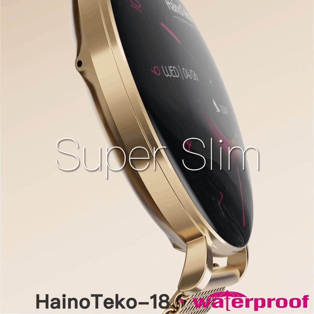 HainoTeko-18 Waterproof- Smartwatch Femme AMOLED HD avec 3 Bracelets Inclus – Autonomie 7 Jours