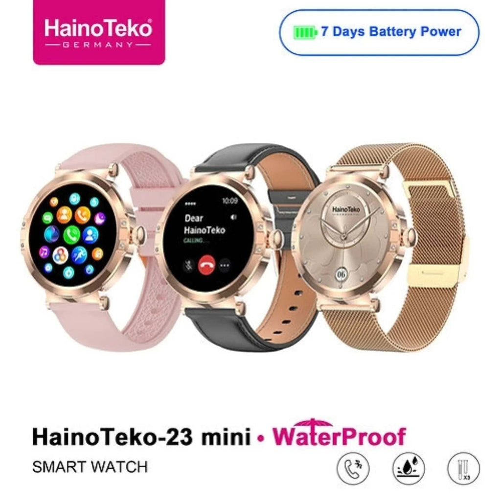 HainoTeko-23 Mini -Smartwatch Femme Gold – Waterproof avec  3 Bracelets Inclus