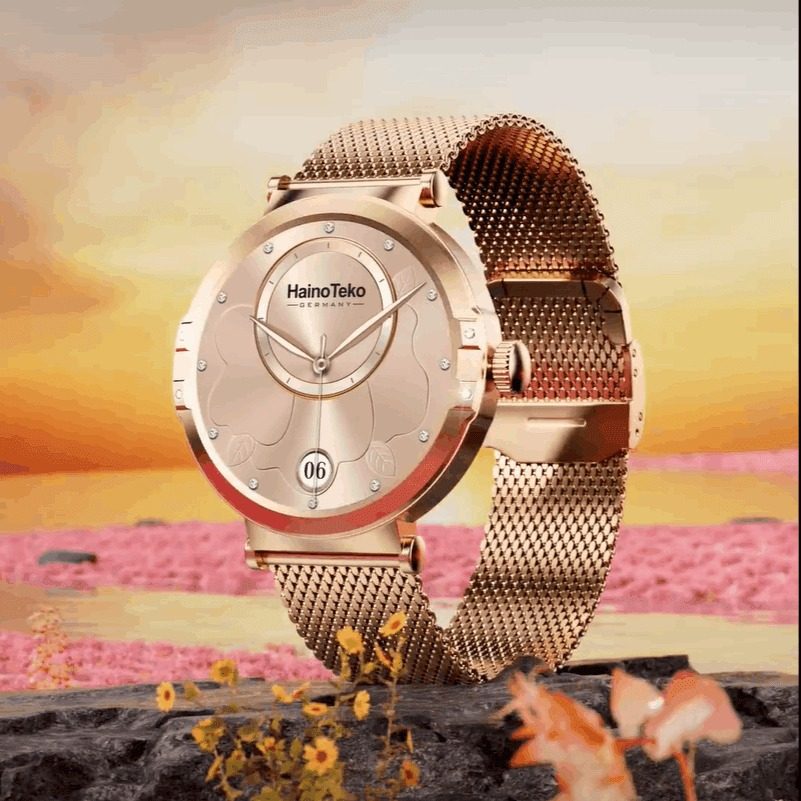 HainoTeko-23 Mini -Smartwatch Femme Gold – Waterproof avec  3 Bracelets Inclus