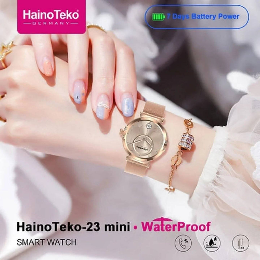 HainoTeko-23 Mini -Smartwatch Femme Gold – Waterproof avec  3 Bracelets Inclus