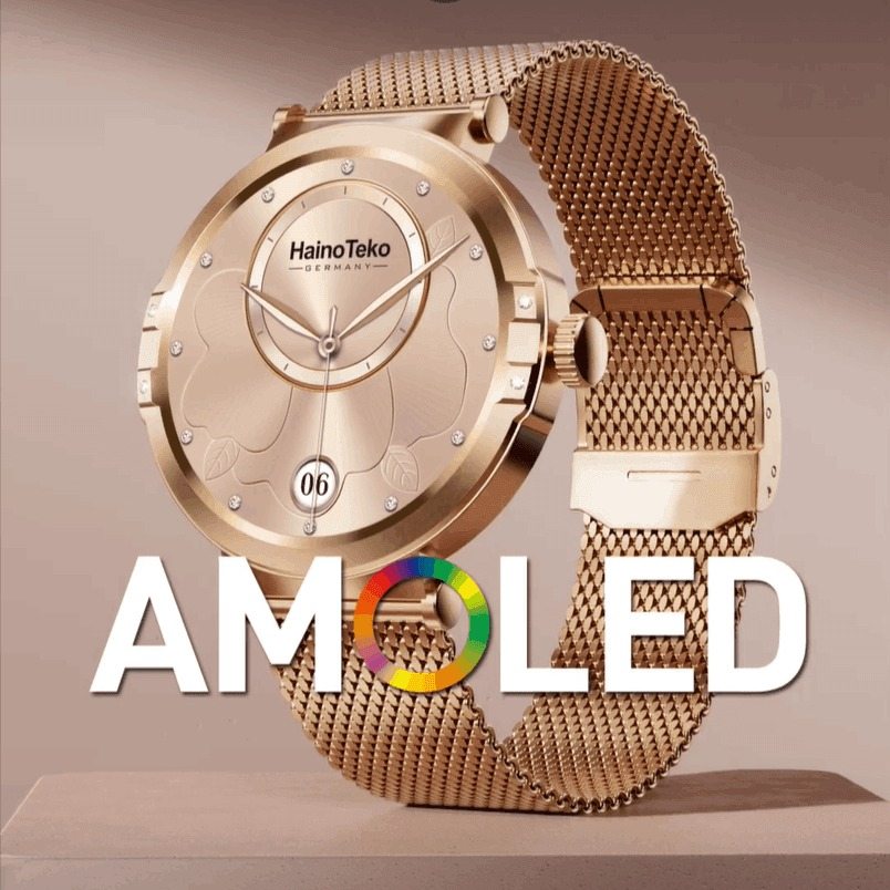HainoTeko-23 Mini -Smartwatch Femme Gold – Waterproof avec  3 Bracelets Inclus