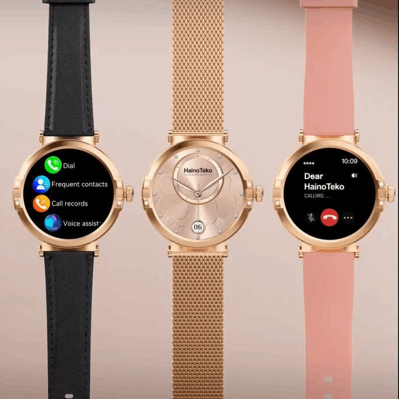 HainoTeko-23 Mini -Smartwatch Femme Gold – Waterproof avec  3 Bracelets Inclus