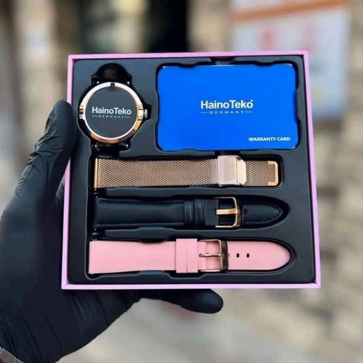 HainoTeko-23 Mini -Smartwatch Femme Gold – Waterproof avec  3 Bracelets Inclus