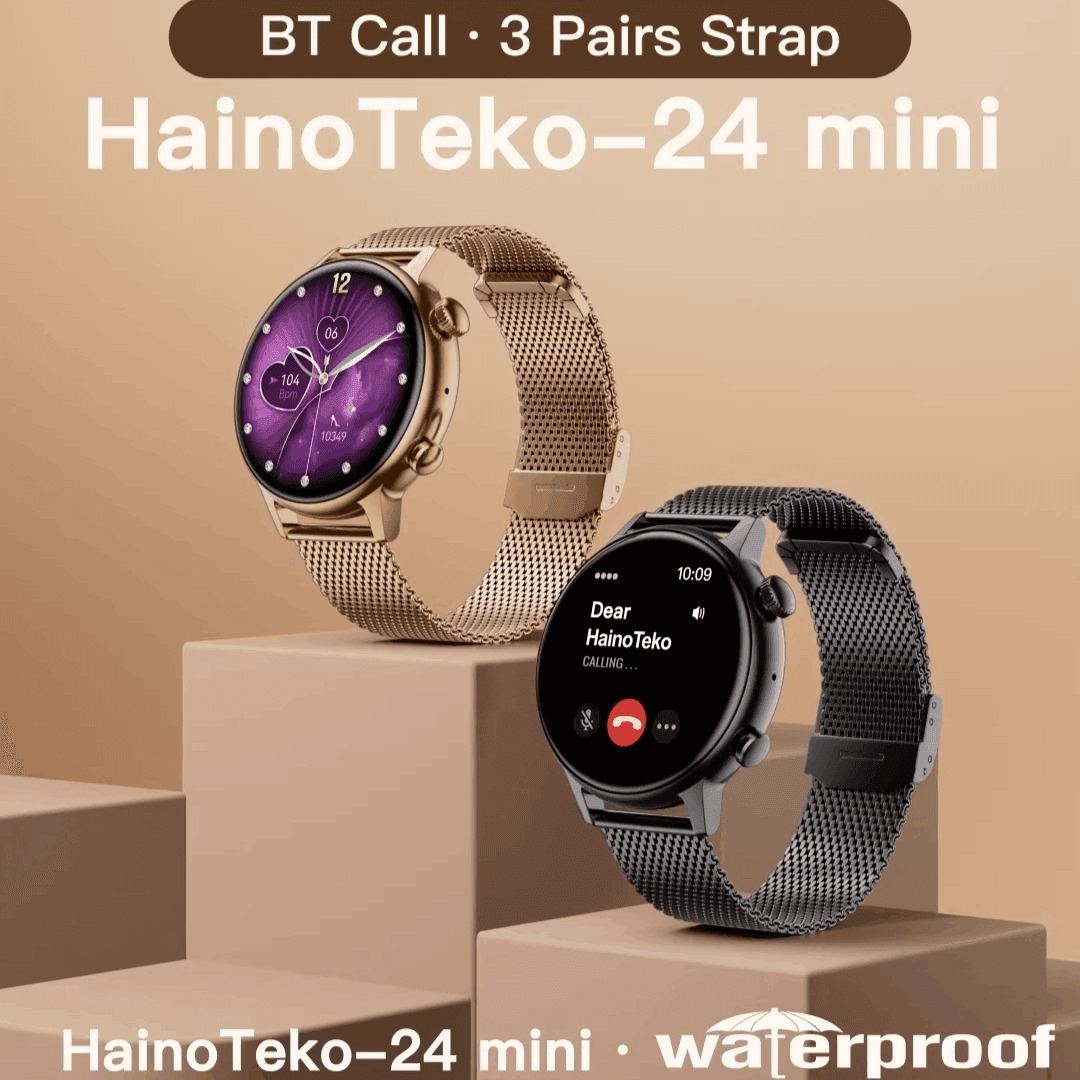 HainoTeko-24 Mini AMOLED Smartwatch Femme – Waterproof, 20+ Modes Sportifs & 3 Bracelets Inclus