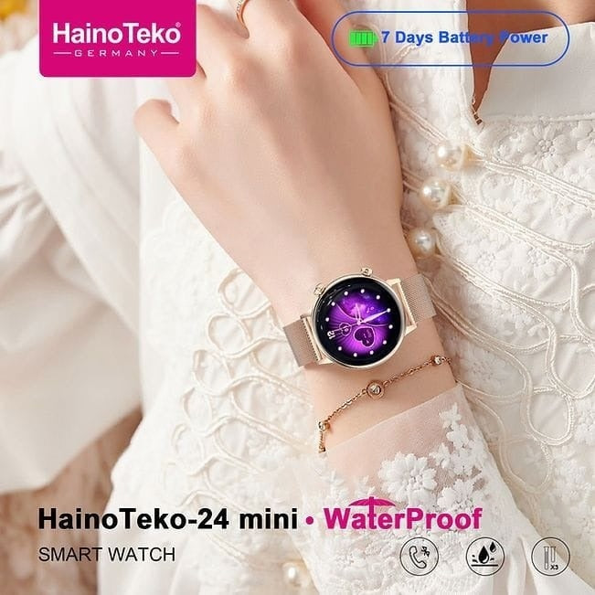 HainoTeko-24 Mini AMOLED Smartwatch Femme – Waterproof, 20+ Modes Sportifs & 3 Bracelets Inclus