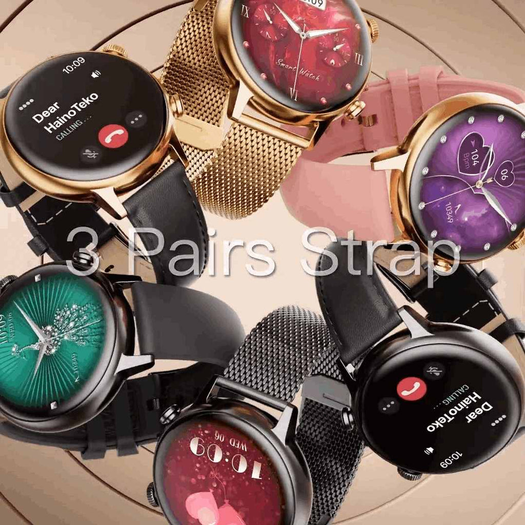 HainoTeko-24 Mini AMOLED Smartwatch Femme – Waterproof, 20+ Modes Sportifs & 3 Bracelets Inclus
