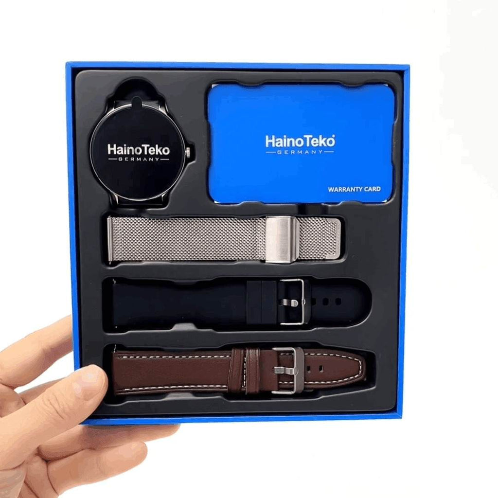 HainoTeko-27 -Smartwatch AMOLED Ultra Slim pour Homme –  Waterproof avec 3 Bracelets