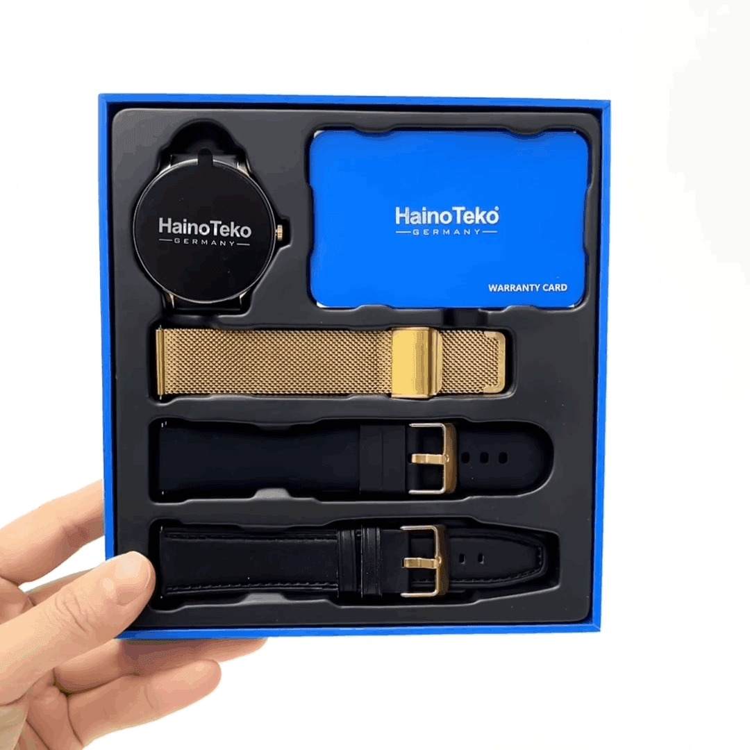 HainoTeko-27 -Smartwatch AMOLED Ultra Slim pour Homme –  Waterproof avec 3 Bracelets