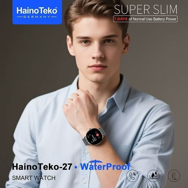HainoTeko-27 -Smartwatch AMOLED Ultra Slim pour Homme –  Waterproof avec 3 Bracelets