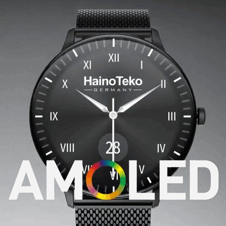 HainoTeko-27 -Smartwatch AMOLED Ultra Slim pour Homme –  Waterproof avec 3 Bracelets
