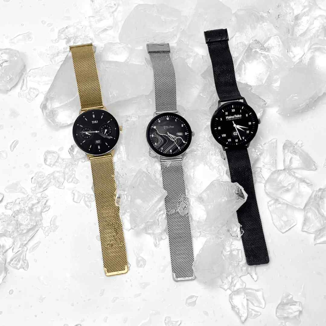 HainoTeko-27 -Smartwatch AMOLED Ultra Slim pour Homme –  Waterproof avec 3 Bracelets