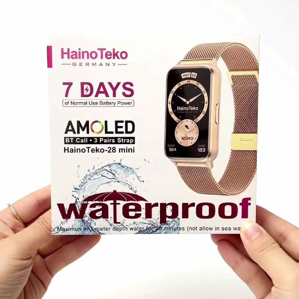 HainoTeko-28 Mini-Smartwatch avec Ecran  AMOLED pour Femme et 3 Bracelets Inclus