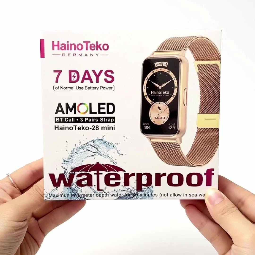 HainoTeko-28 Mini-Smartwatch avec Ecran  AMOLED pour Femme et 3 Bracelets Inclus