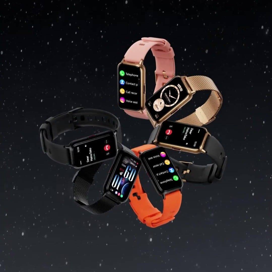 HainoTeko-28 Mini-Smartwatch avec Ecran  AMOLED pour Femme et 3 Bracelets Inclus