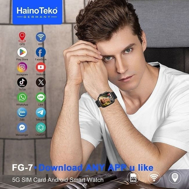HainoTeko FG-7 – Smart Watch Android 5G avec Carte SIM avec  Caméra Rotative