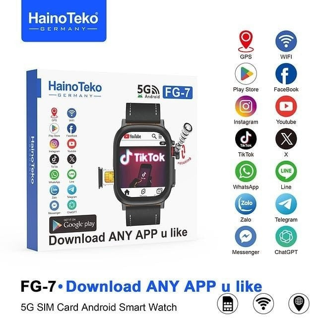 HainoTeko FG-7 – Smart Watch Android 5G avec Carte SIM avec  Caméra Rotative