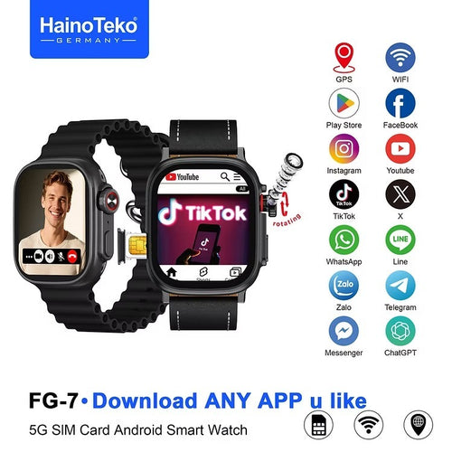 HainoTeko FG-7 – Smart Watch Android 5G avec Carte SIM avec  Caméra Rotative