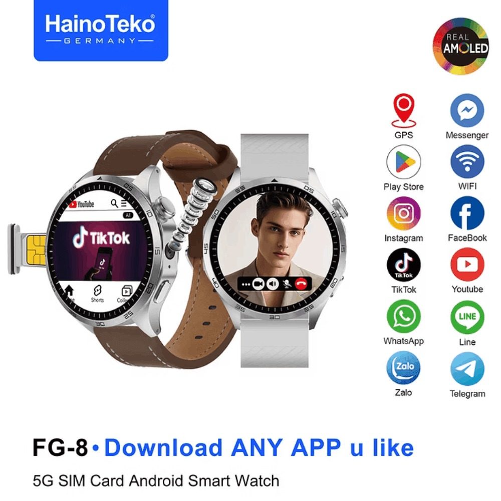 HainoTeko FG-8 5G – Smartwatch Android avec Écran AMOLED 1,43" & Caméra Rotative 360°