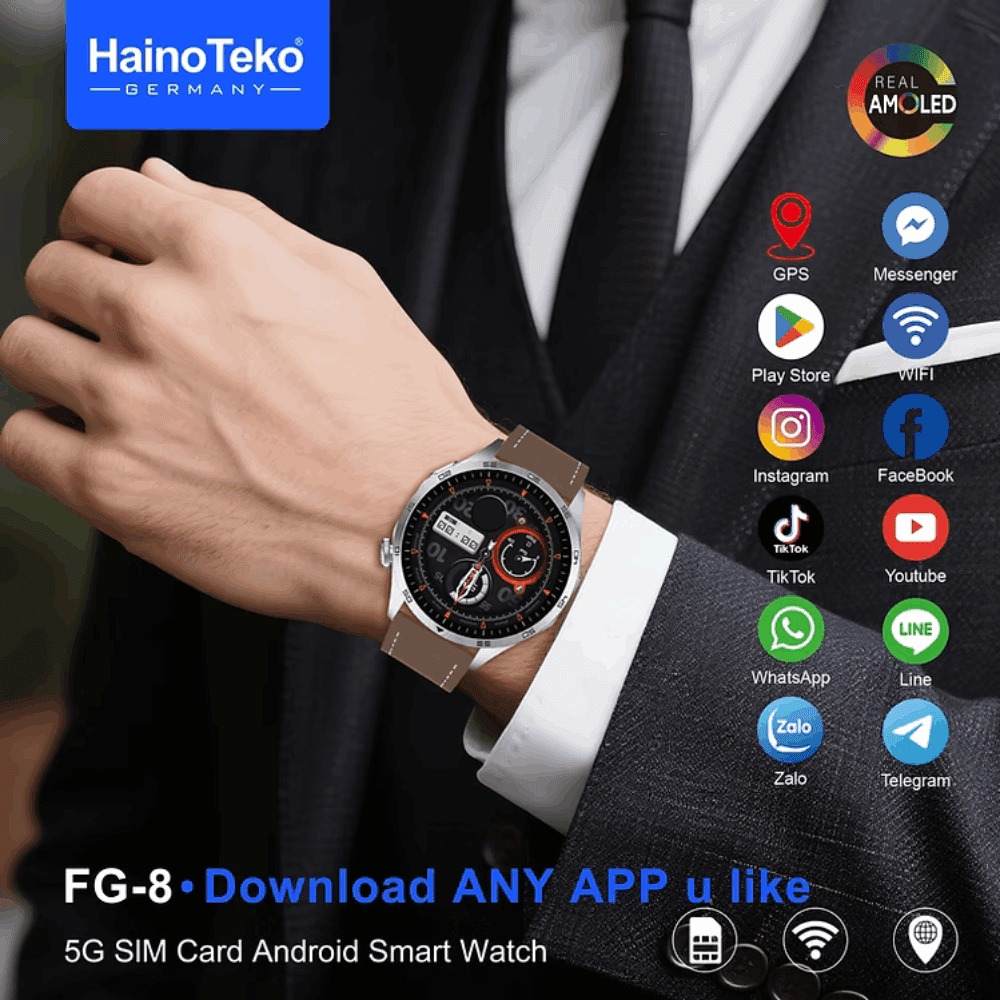 HainoTeko FG-8 5G – Smartwatch Android avec Écran AMOLED 1,43" & Caméra Rotative 360°
