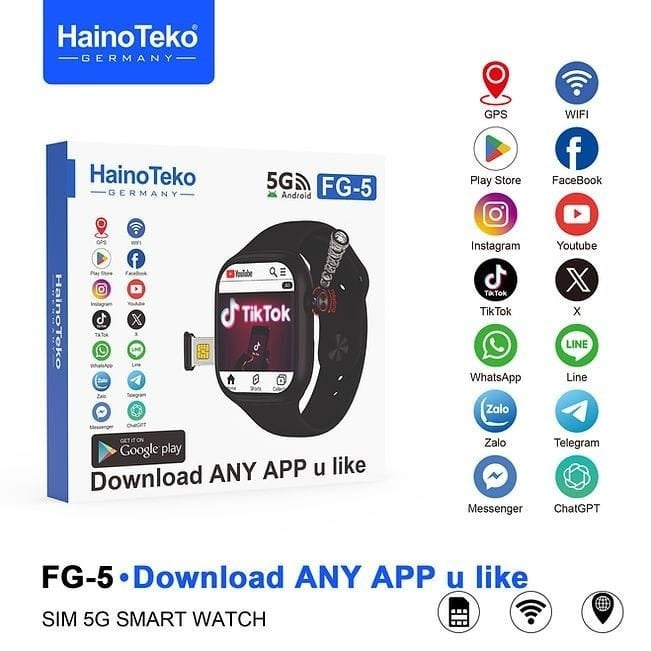 HainoTeko FG-5 – Smartwatch 5G Android avec SIM, Caméra Rotative & Design Série 10