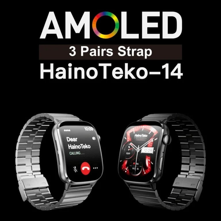 HainoTeko-14 AMOLED –Montre Connectée Étanche avec Appels Bluetooth & 10 Jours d’Autonomie