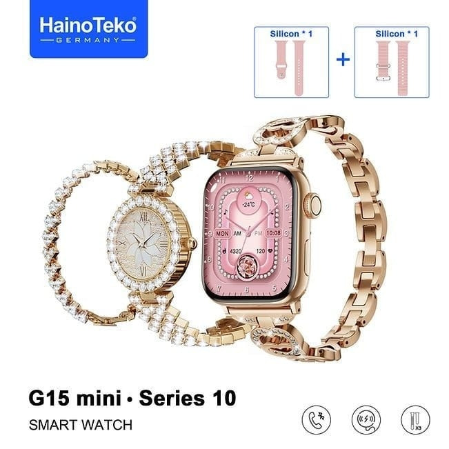 HainoTeko G15 Mini – Pack Smart Watch Series 10 avec Montre Classique & 3 Bracelets