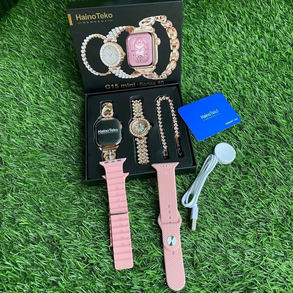 HainoTeko G15 Mini – Pack Smart Watch Series 10 avec Montre Classique & 3 Bracelets