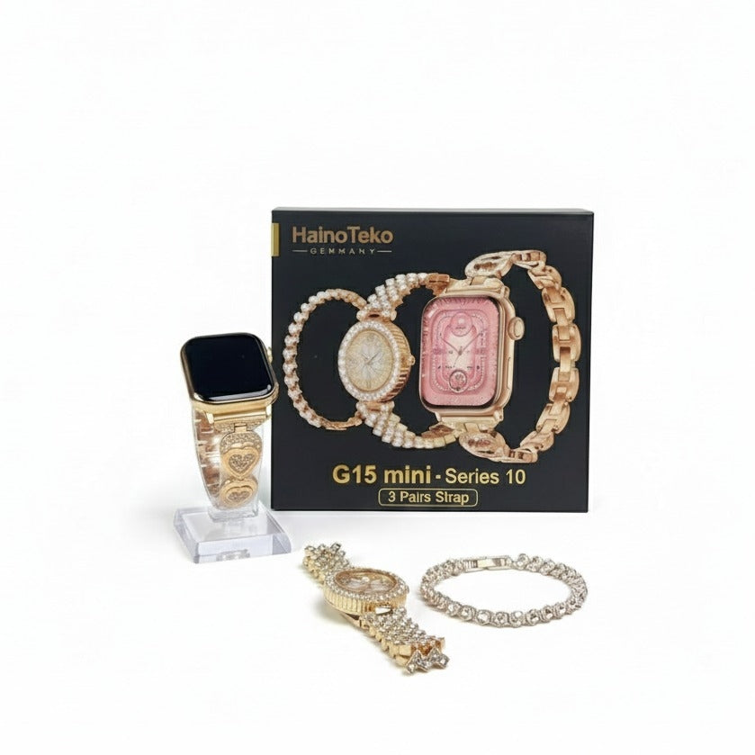 HainoTeko G15 Mini – Pack Smart Watch Series 10 avec Montre Classique & 3 Bracelets