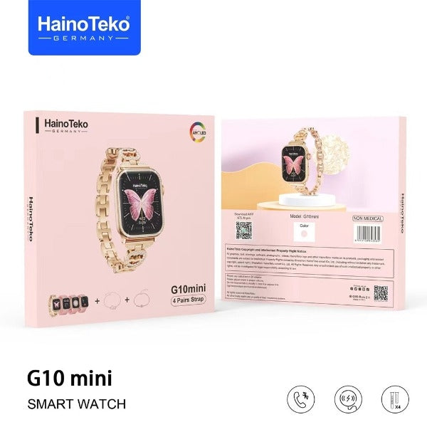 HainoTeko G10 Mini – Smart Watch Féminine AMOLED avec 4 Bracelets
