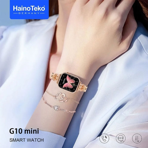 HainoTeko G10 Mini – Smart Watch Féminine AMOLED avec 4 Bracelets